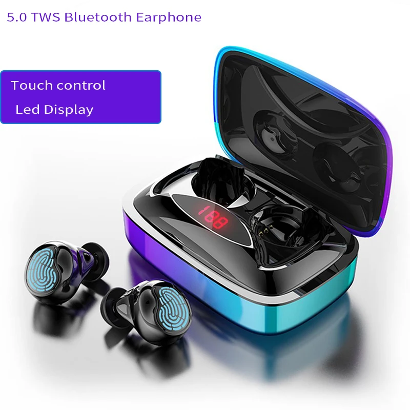 Беспроводные наушники с градиентом отпечатков пальцев и сенсором bluetooth 5,0 TWS, с 2000 мАч, светодиодный, с шумоподавлением, игровая стереогарнитура