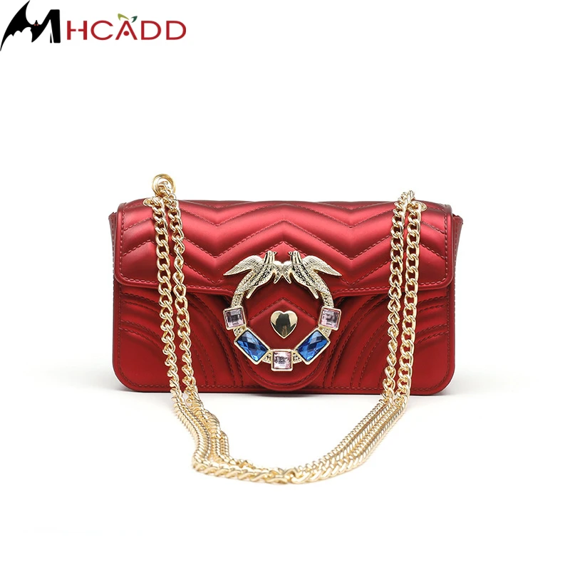 

Fashion New Branded PU Leather Women's Designer Handbag and Purses Chain Lattice Square Shoulder Crossbody Bag for Women Small