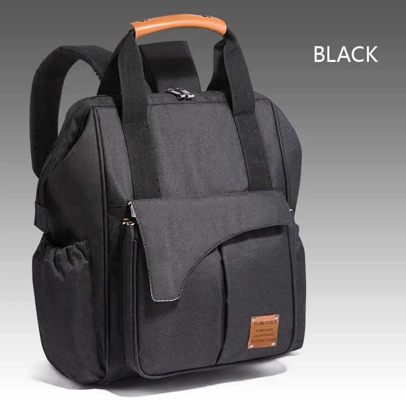 black diaper bag Сумка для мам и мам, модный дорожный рюкзак для подгузников для мам, многофункциональная водонепроницаемая сумка для детских подгузников для коляски - Цвет: black diaper bag