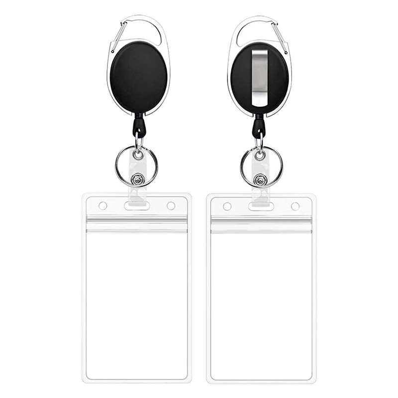 

2 Pcs Badge Tether with Clips Retractable Badge Reel Carabiner Reel Clip Card Holders for ID Card Key Badge Holder