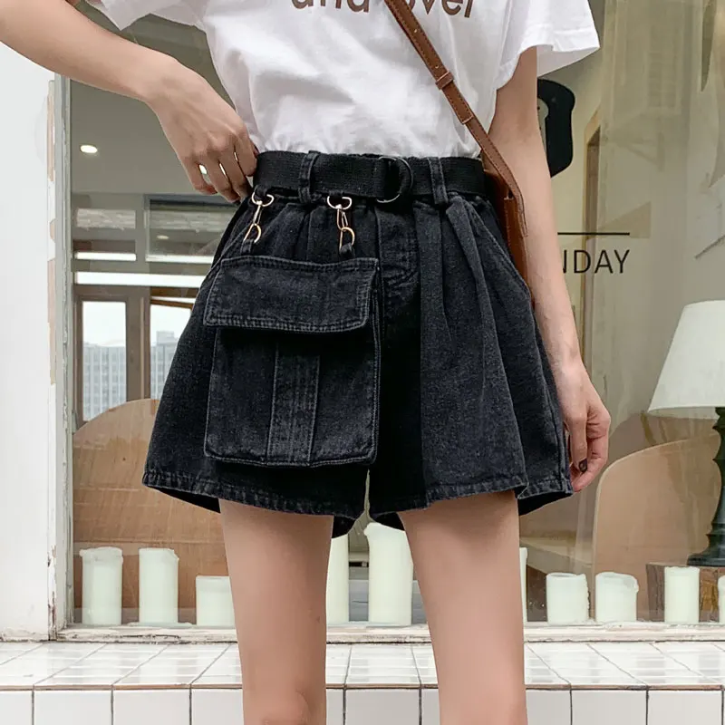 Шорты женские джинсовые с завышенной талией Модные свободные размера плюс штаны