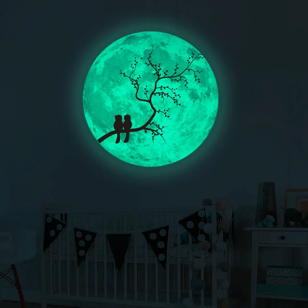 

30cm Pink Love Luminous Moon Kissing Couple Couple Rabbit Couple Cat Couple Bird Luminous Wall Sticker Romantic room decoration