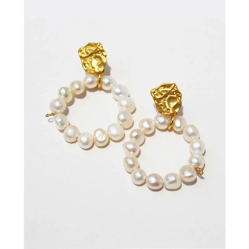 

2022 New 925s 100% Natural Pearl Round Drop Earrings Jewelry 14KGF Earrings Pendientes Mujer
