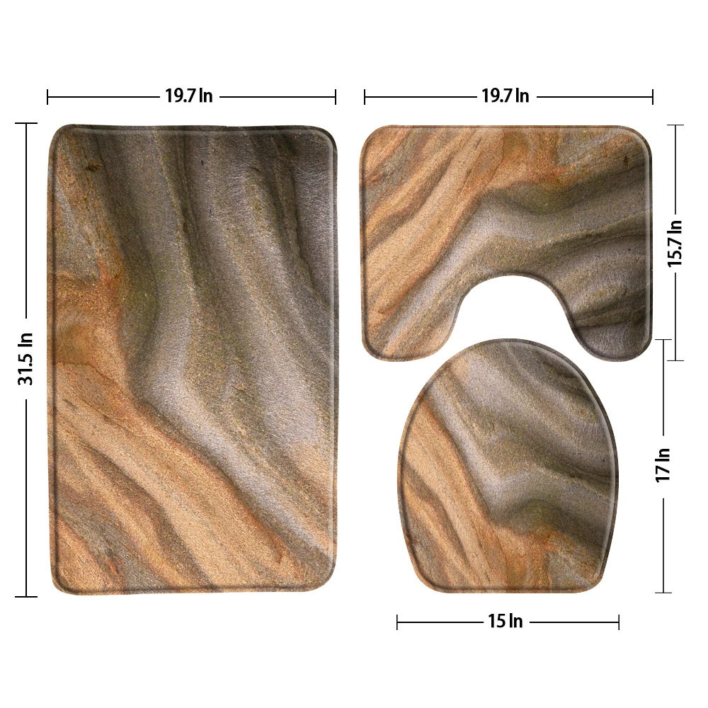 

Коврик для ванной Rock с текстурой, набор из 3 предметов, коврик для ванной комнаты, влагопоглощающий, нескользящий, фланелевый, моющийся, ковр...