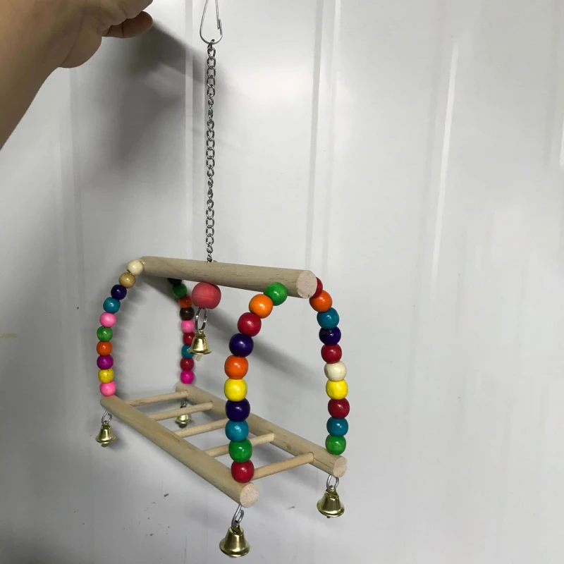

Parrots Toy Colorful Wooden Bead Birds Toy Suspension Bridge Hanging Staircase Ladder Swing Climbing Frame Toy For Parrot Bird