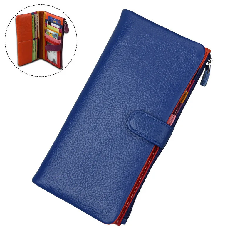 Style B Blue Модные женские кошельки Женский кошелек из натуральной кожи, Женский кошелек для монет, женский клатч конфетного цвета, на молнии, кошелек женский натуральная кожа кошелёк-женский baellerry для женщин портмонета - Цвет: Style B Blue