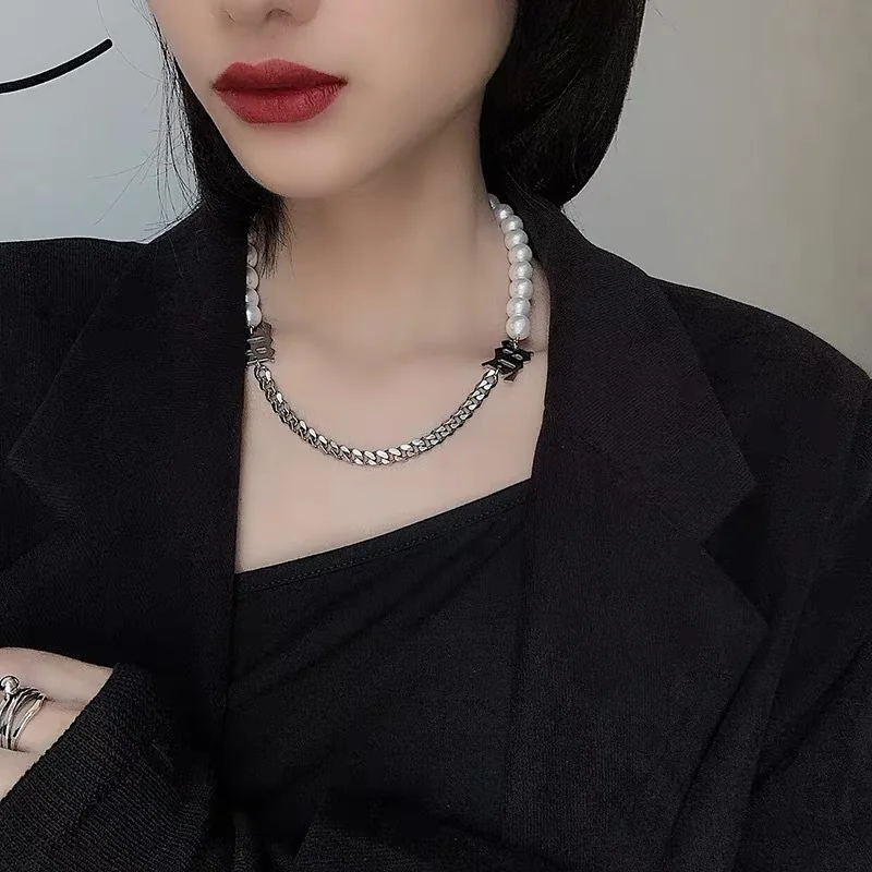 Ожерелье чокер женское с имитацией жемчуга аксессуар в стиле панк лассо