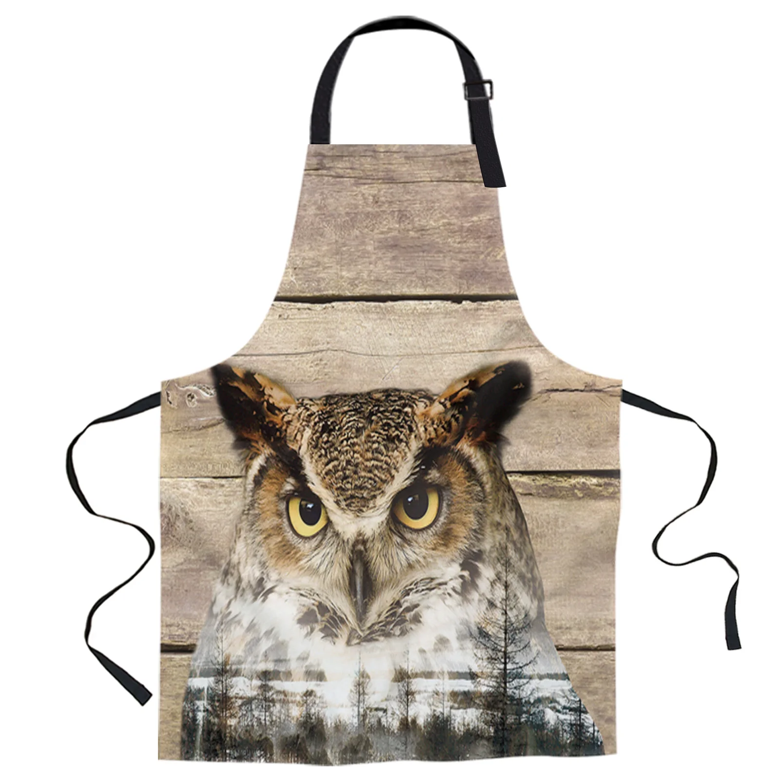 

Antique Wood Owl Forest Printed Kitchen Cooking Baking Aprons Canvas Sleeveless For Women Man Kids Home Delantal Cocina