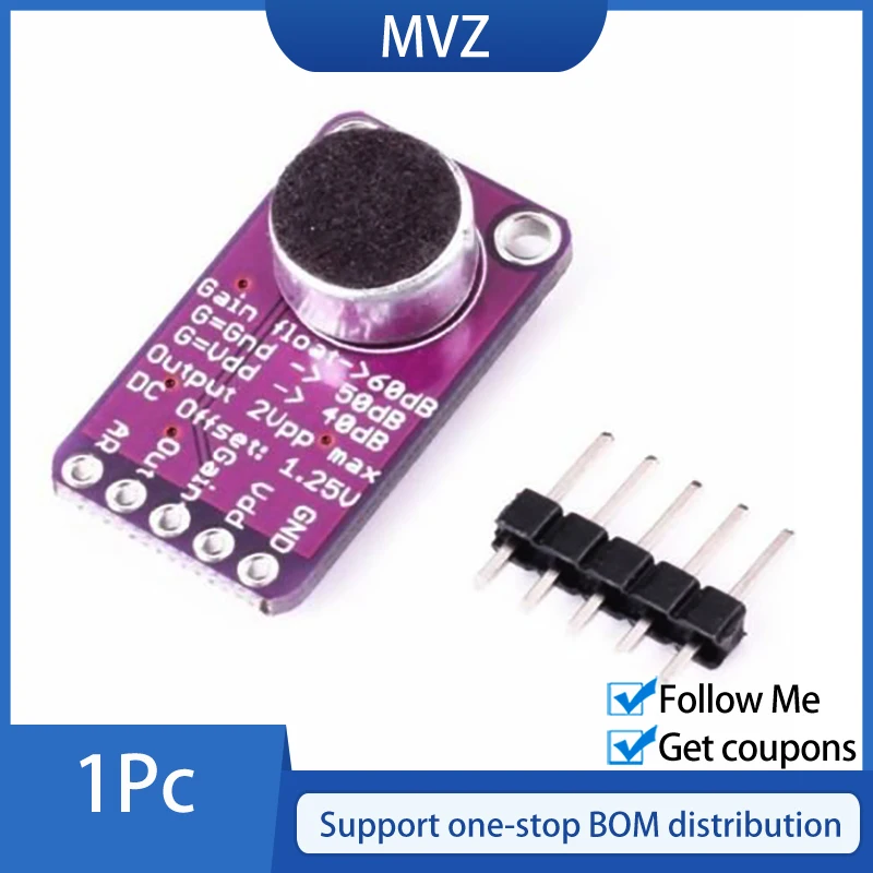 Микрофон MAX9814 плата с автоматическим управлением усилением для Arduino