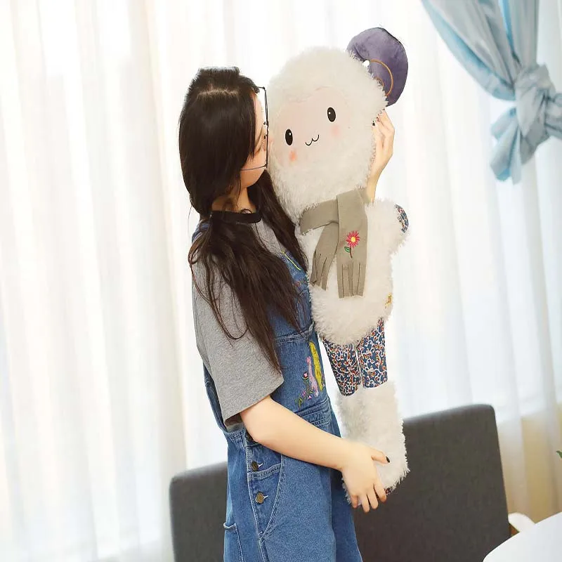 

90cm Wearing a scarf Sheep Plush Toys Simulation Stuffed Animal Soft Doll Real Life Plush Sheep Toys For Children Baby Kids Gift