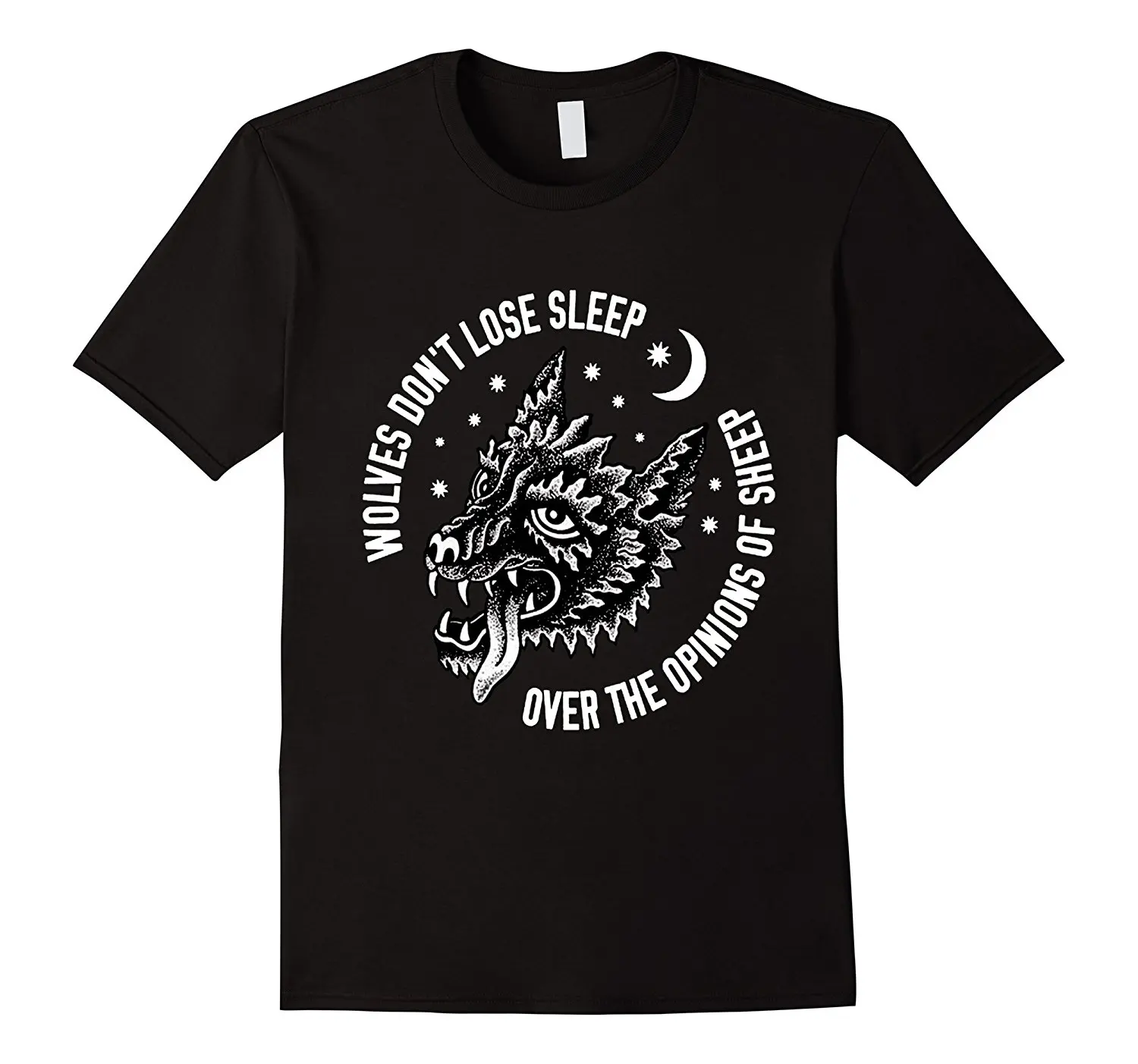 

2021 Wolves Don't Lose Sleep Over The Opinions of Sheep T-Shirt Tops Tees Casual Brand Clothing Cotton Fashion Tshirt Men