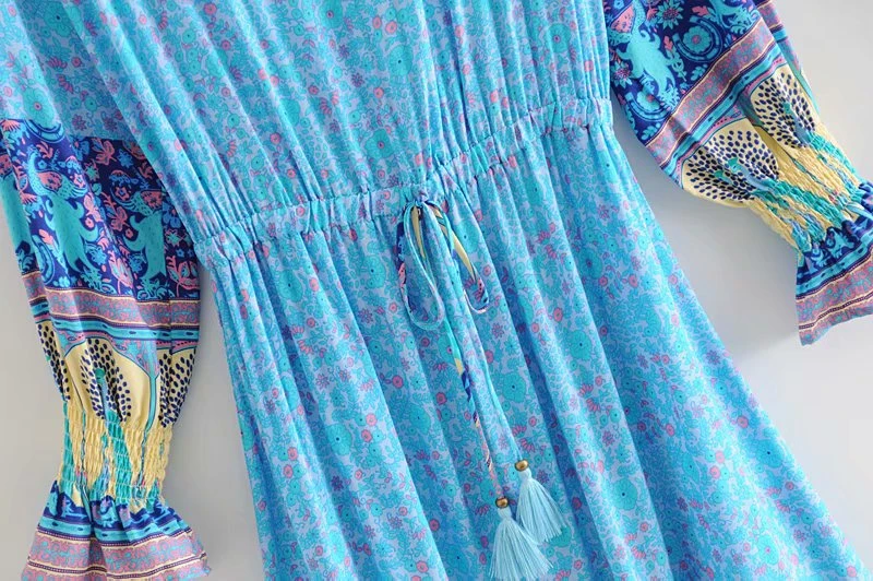 Винтажные шикарные женские пляжные богемные Макси-платья с павлином и цветочным