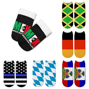 Носки женские и мужские хлопковые с 3D-принтом, креативные Веселые Смешные Носки-тапочки унисекс с американским, бразильским и Канадским флагом