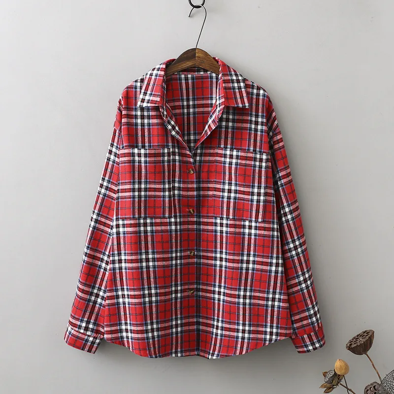 2020 Shirt Artistic Design Plaid Small Style Loose Long-sleeved |