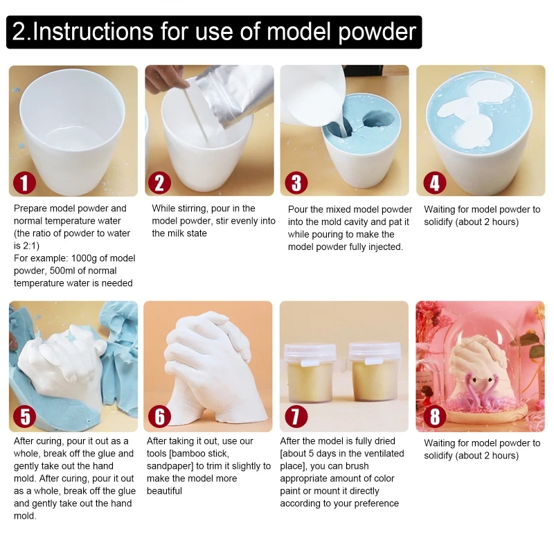 3D Handmade Hand Mold Casting Clone Powder Kit DIY Couples Holding Statue Molding Crafts for Adult Child Friends D14 21 |