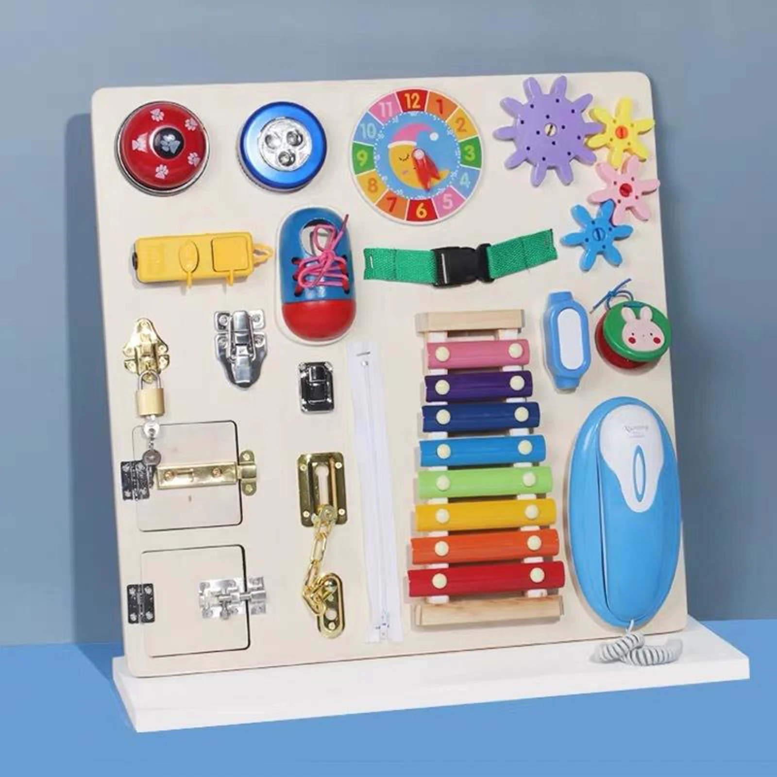 

Wood Busy Board Fine Motor Skills Travel Educational Toys for