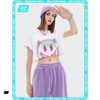 inflation korean style crop top women harajuku graphic t shirt female summer ulzzang cropped short sleeve tees girl 6313gs21