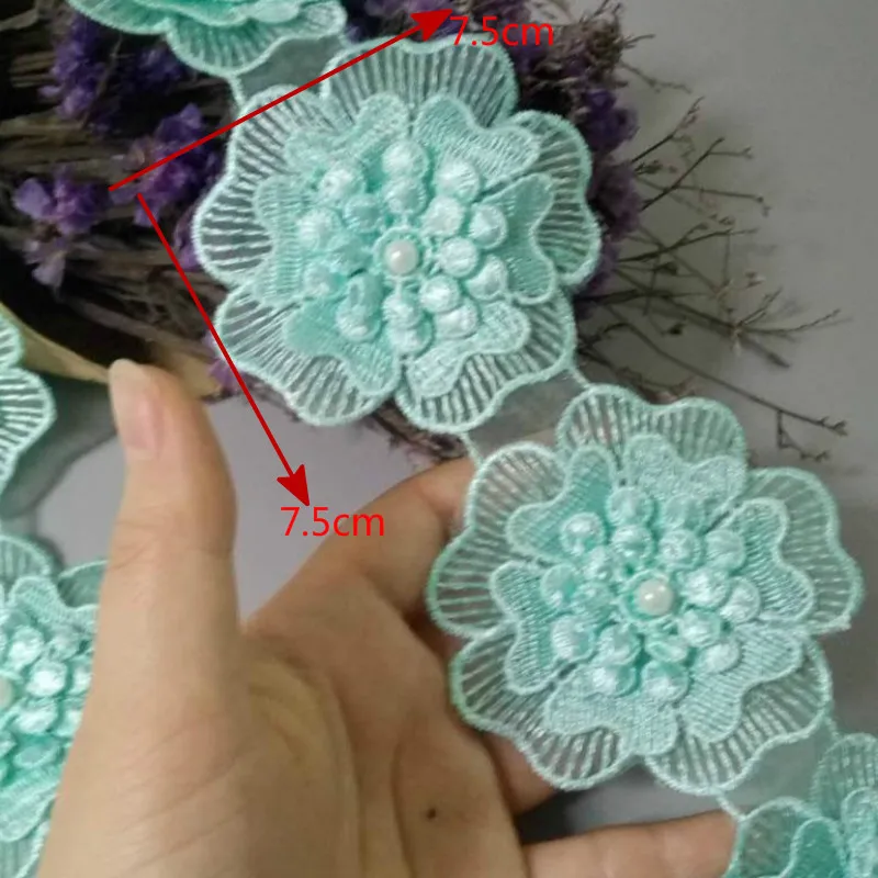 12X винтажная полиэстеровая жемчужная цветочная вышитая кружевная бейка лента