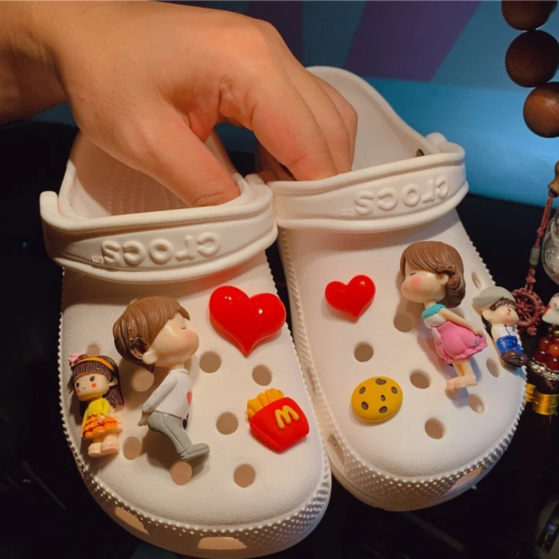 

Подарок адаптация Croc очаровательные украшения аксессуары Пряжка для обуви Пара Любовь мультфильм очарование обуви