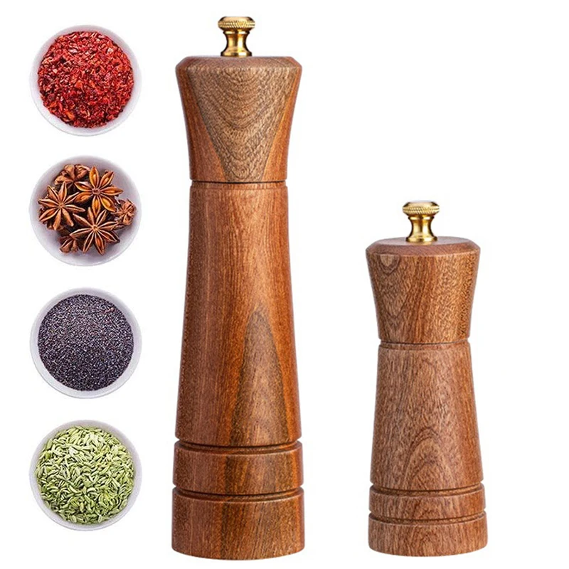 

High-End Ebony Wood 5" 8" Salt And Pepper Mills Manual Pepper Grinder Classical Pepper Spice Mill - Kitchen Accessories