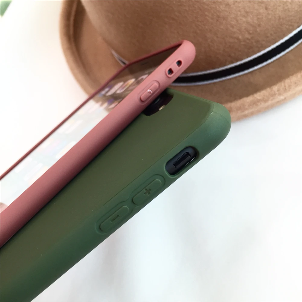 Lovely Candy Solid Color TPU Rubber phone Cases For iphone 7 8 X 6 6S Plus 11pro XR XSMAX Case Retro Wine Dark Green Cover |