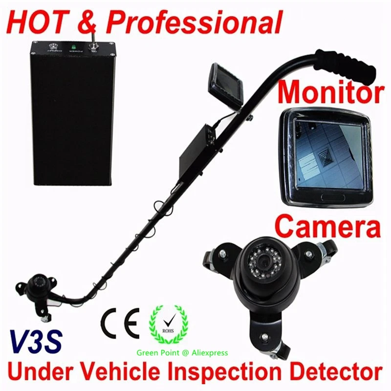 V3S Under Vehicle Inspection Detector Car Inspection Mirror With SONY 420 TV Lines CCD Camera And 3.5 - Inch LCD Display Monitor