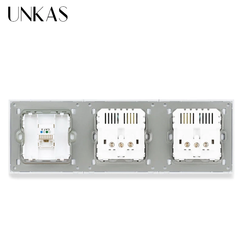 Двойная французская стандартная настенная розетка UNKAS из Черного поликарбоната