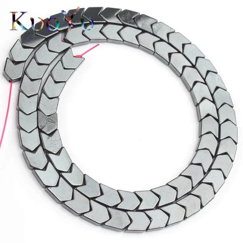 Натуральный V образный черный гематит камень Бусины треугольник стрелы