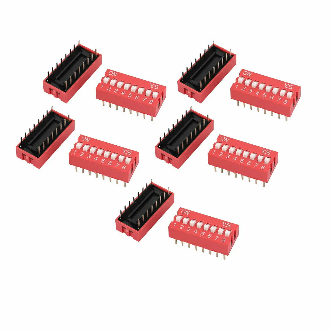 

10 Pcs DIP Switch 2 Row 16 Terminals 8 Positions Sliding Switch 2.54mm Pitch
