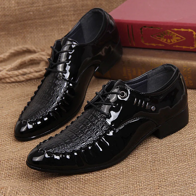 

Men Formal Shoes Lace-up luxury brand Flat Pointed Toe dress shoes for men Top Quality zapatos hombre vestir