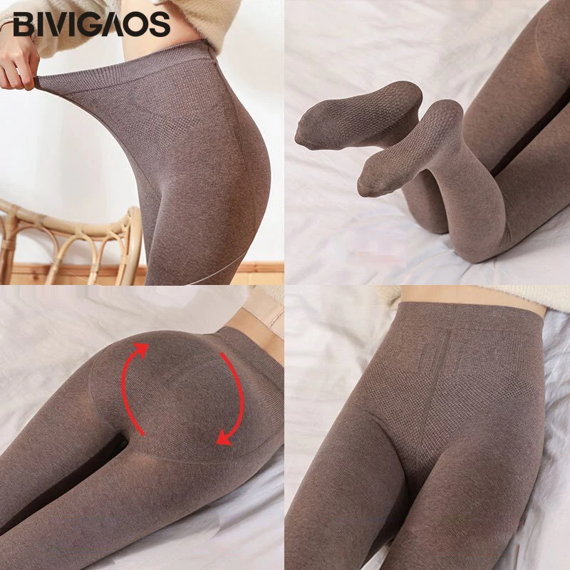 BIVIGAOS Новинка Осень Зима Высокое качество чесаные хлопковые колготки высокая