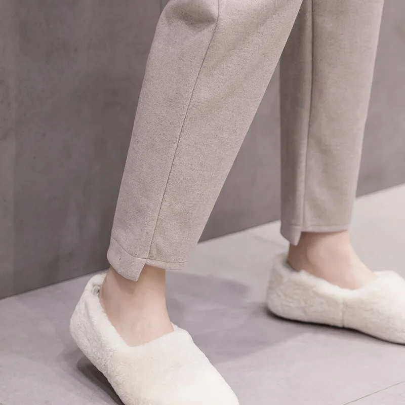 

Pants Autumn Winter Woolen Harem Pants Women Straight Loose Pants Casual Trousers Female Full Length Middle Waist Pants Capris