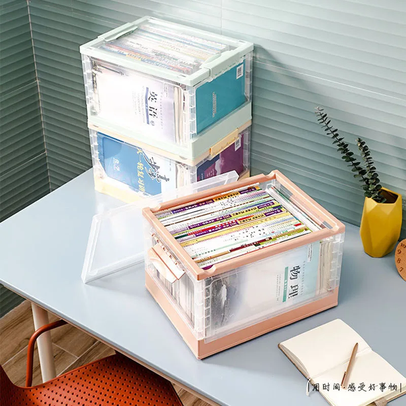 

Portable Toys Storage Box with Wheel Clear Plastic Books Organizer Car Trunk Boxes Dormitory Storage Basket Kids Snack Box