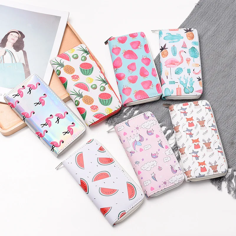 XZXBBAG женский кожаный Длинный кошелек на молнии милый с мультяшным принтом для