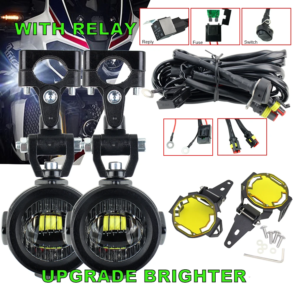 Мотоцикл туман светильник с проводом реле крышка вспомогательный s ярче лампа 40W