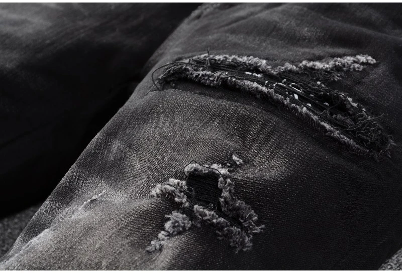 Мужские рваные джинсовые брюки в стиле пэчворк с принтом Пейсли|Мужские джинсы| |