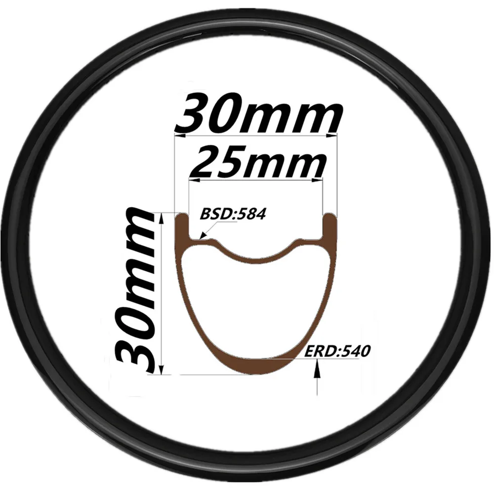

30mm Depth 30mm Width Super Light Tubeless MTB Carbon Rim 30x30mm MTB Bike Circle Ring 27.5er Mountain Bicycle Carbon MTB Rim