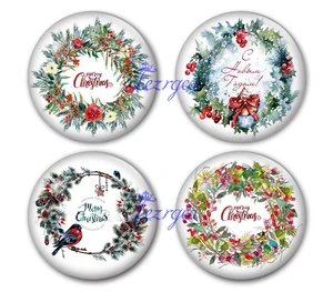 Рождественская гирлянда, стеклянный кабошон, Круглый Кабошон для фото с рождественским мотивом, демонстрационная фурнитура с плоским основанием