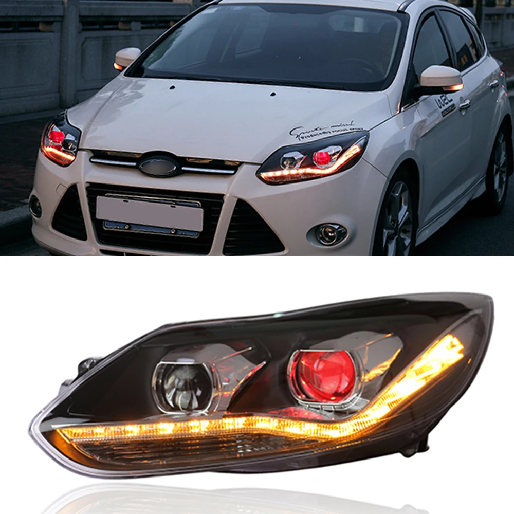CSCSNL 2Pcs Car Assembly for Focus 2012 2013 2014 Headlight LED DRL Lens Double Beam Bi-Xenon HID Dynamic turn signal | Автомобили и