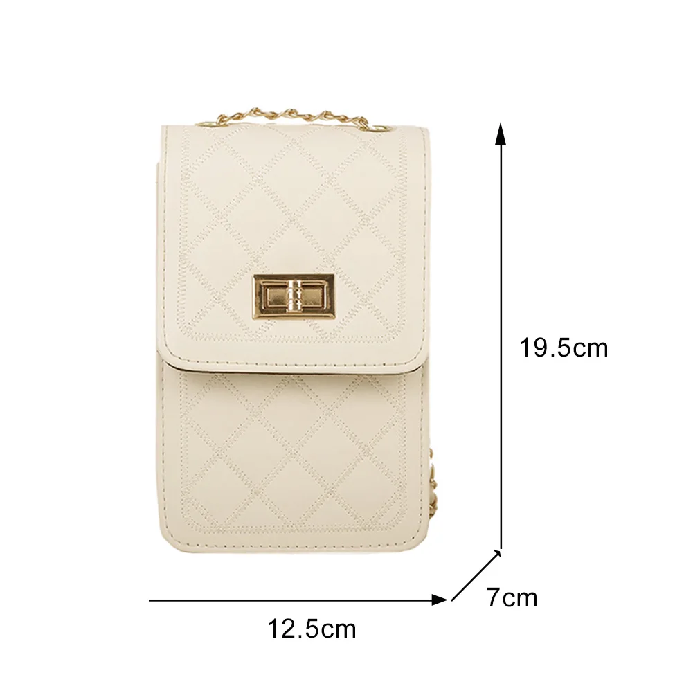 

Fashion Women Chain PU Leather Lattice Pattern Pure Color Crossbody Shoulder Messenger Bag Ladies Vintage Mini Purses