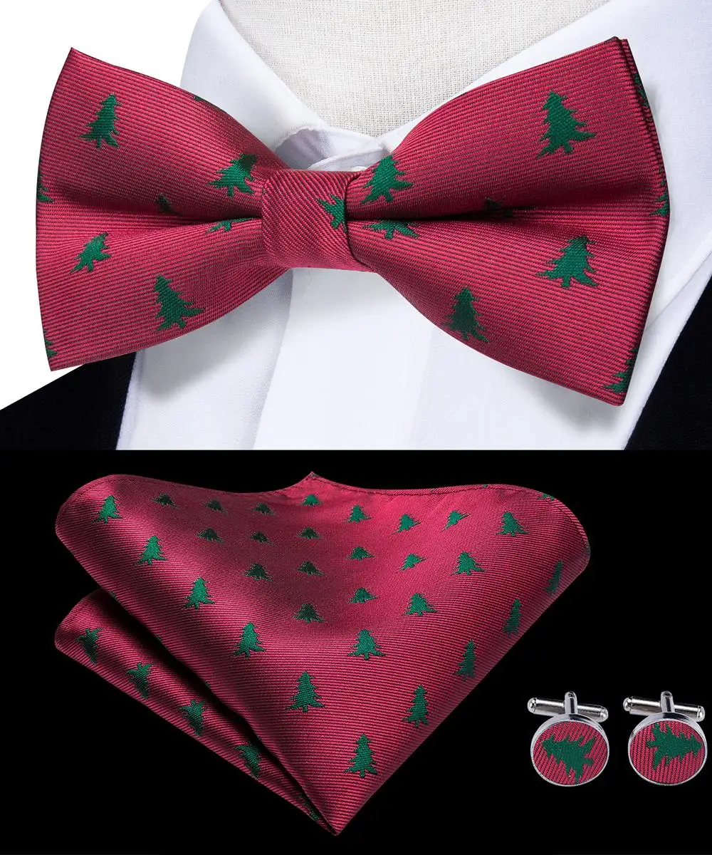 

Модные рождественские галстуки Hi-Tie для мужчин Красная Зеленая Рождественская елка Дед Мороз галстук-бабочка Карманный квадратный набор за...