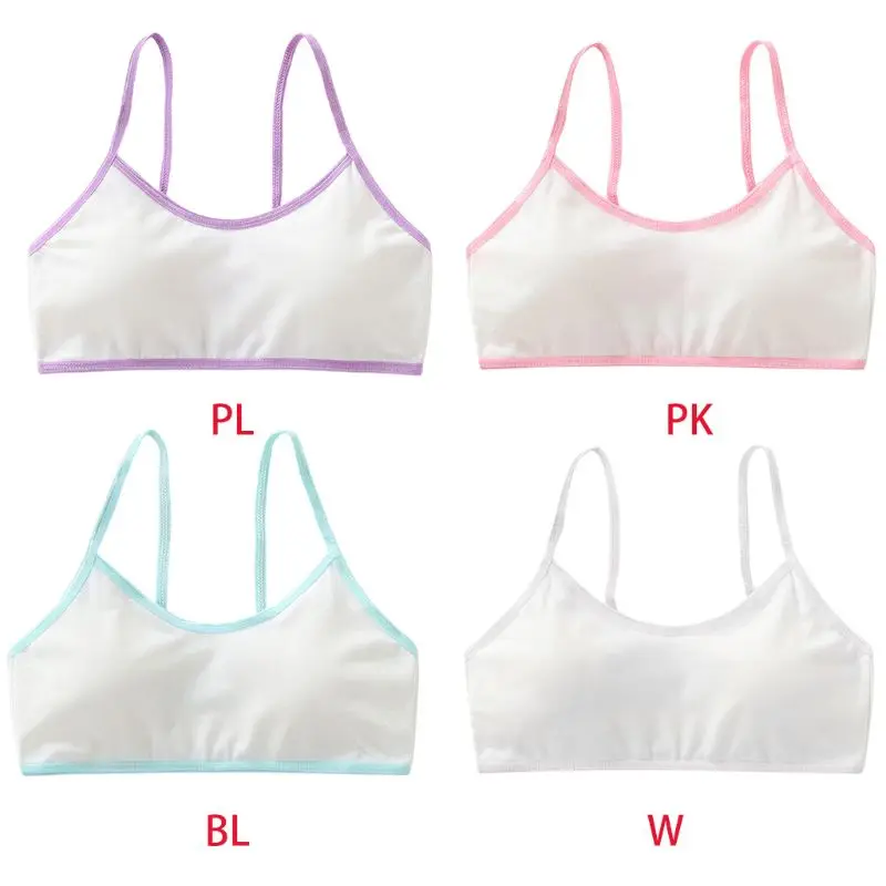 

Y166 Student Girls Spots Training Bra Candy Color Block Wirefree Underwear Bralette