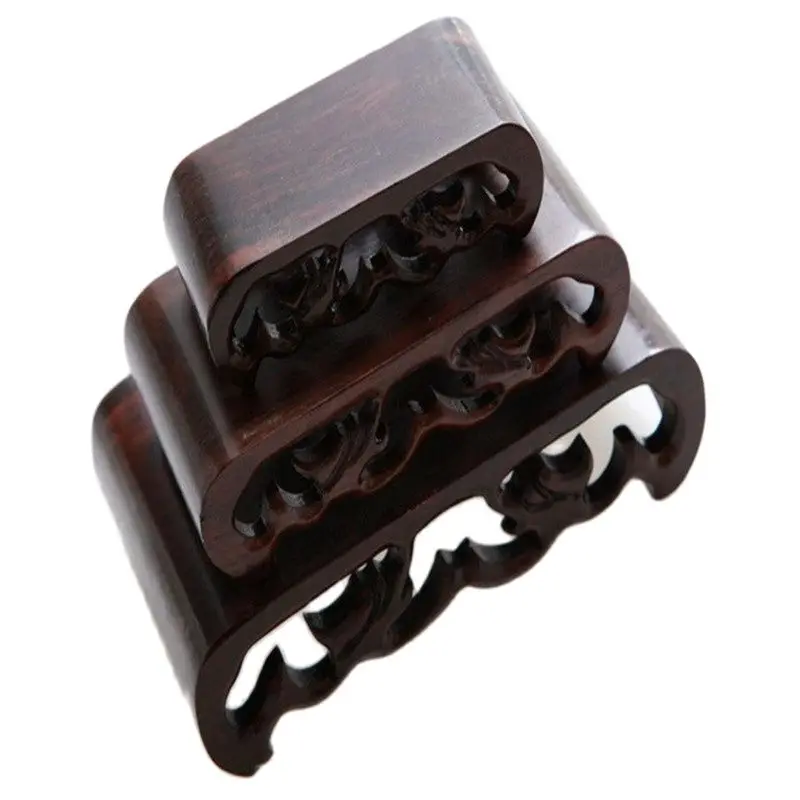 

3 Pcs Hard Wood Stand Of Netsuke Snuff Bottle Carving Display