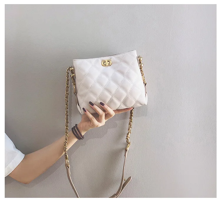 

Chain Bag Bucket Bag Fashion Genuine Leather Women'S Bag Shoulder Diagonal Chain Women'S Bag