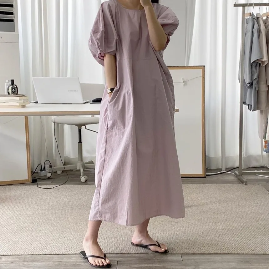 Шикарное повседневное длинное платье для женщин летнее однотонное Хлопковое с
