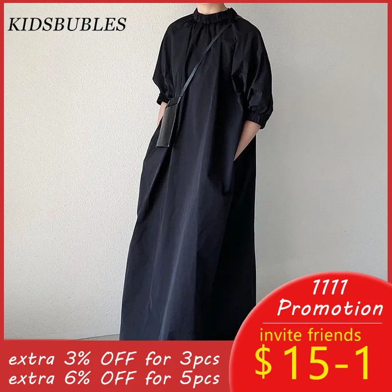 Черное длинное женское платье 2020 осеннее ТРАПЕЦИЕВИДНОЕ повседневное Макси с