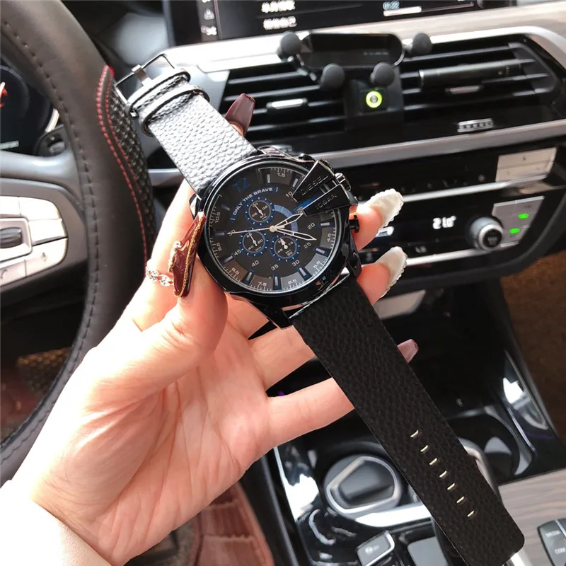 

Luxury DZ Watch Mens Sports Multifunction Six-Hand Big Dial Waterproof Digital Business Leather Watches Red Male WristWatch Hour