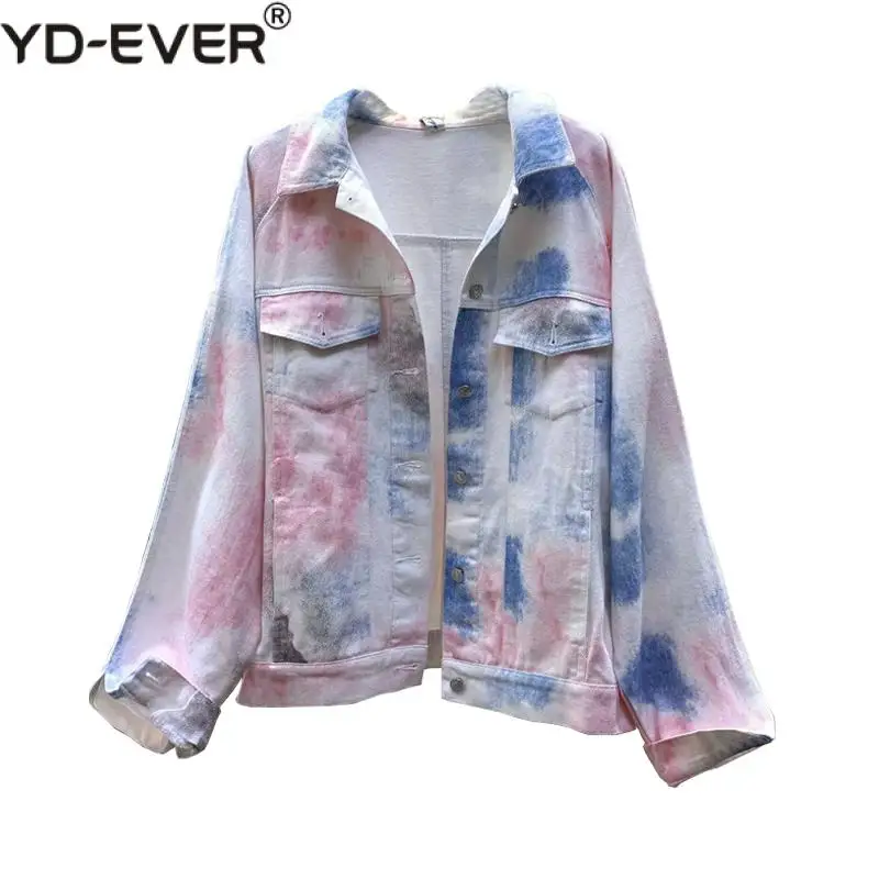 Женская джинсовая куртка оверсайз с длинным рукавом и нагрудным карманом в