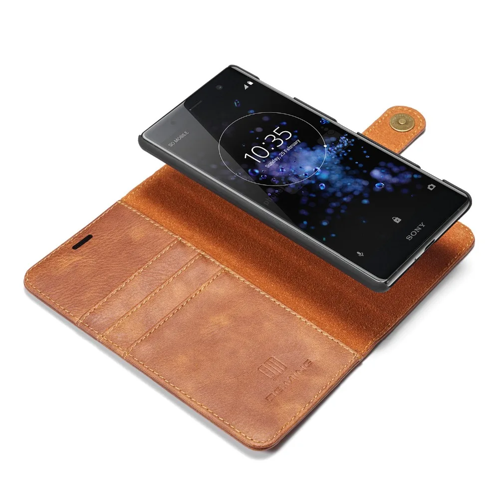 2 в 1, кожаный чехол-бумажник с откидной крышкой для sony Xperia XZ3 XZ2 XZ1 XZ XZS X, компактный чехол со слотом для карт, магнитный Ретро Чехол-держатель