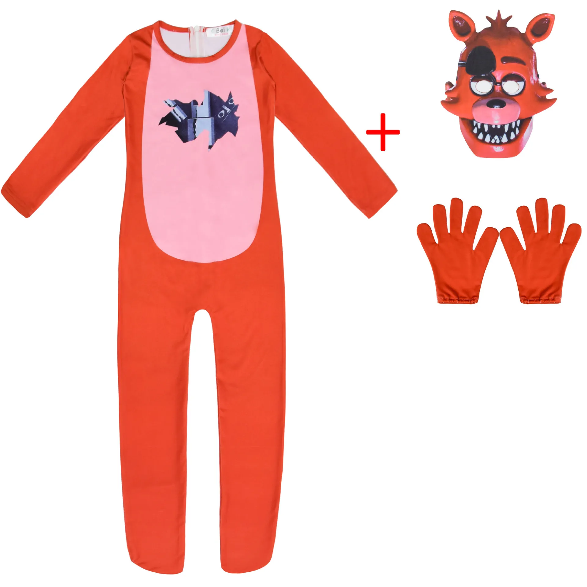 Kids Chilren Anime FNAF Freddy Cosplay Costume Bear Bonnie Jumpsuit  Funny Party Halloween Carnival Suit With Mask Gloves images - 6